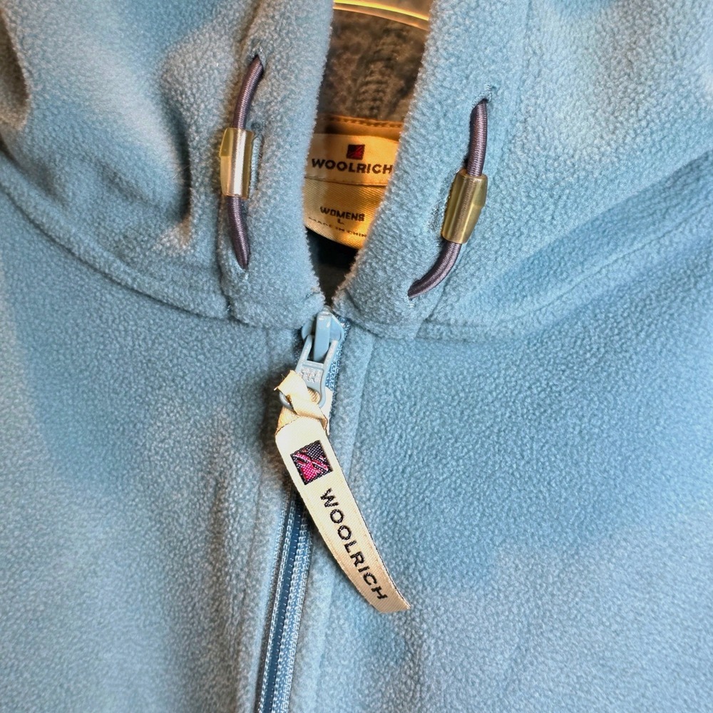 VTG Woolrich Fleece 1/4 Zip Pullover‎ Hoodie Jacket Top Sz Large Teal Blue - Picture 8 of 12